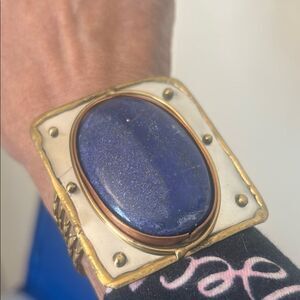 BRASS LAPIS STONE Statement Bracelet